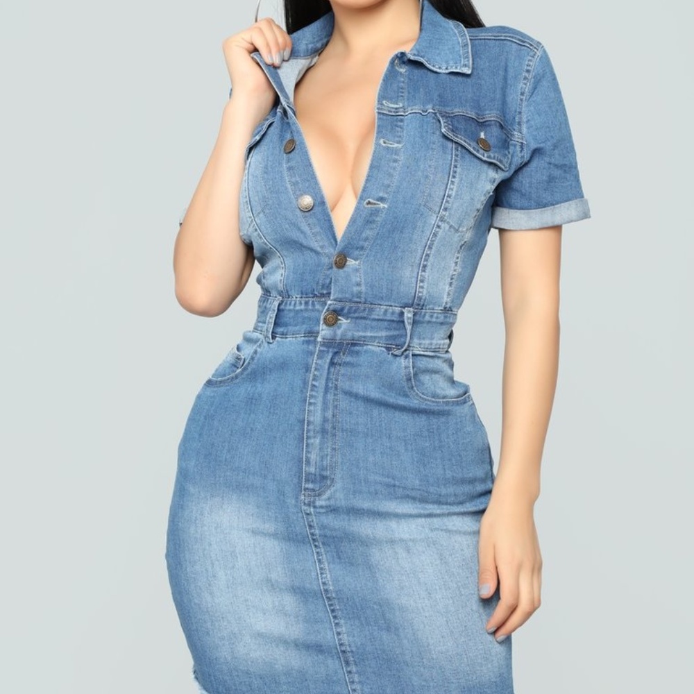 No Hesitations Denim Dress FashionNova